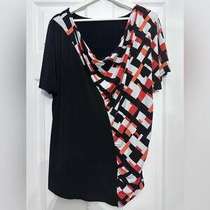 Geometric Black and Multicolor Women's Top